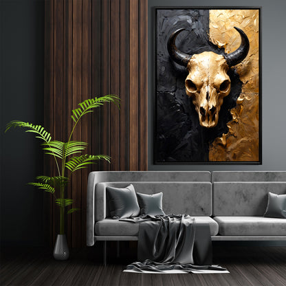 Stierschädel in Schwarz und Gold