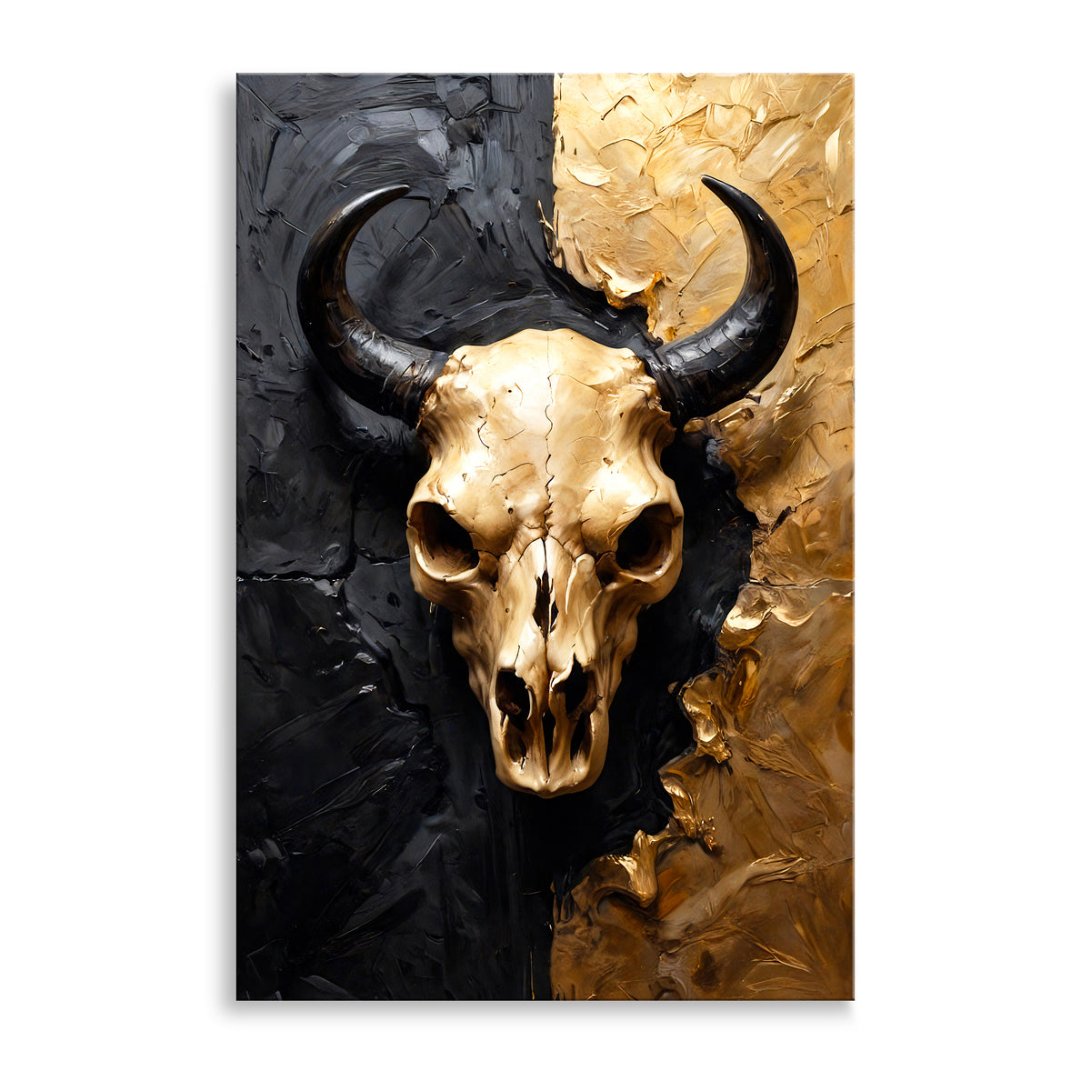 Stierschädel in Schwarz und Gold