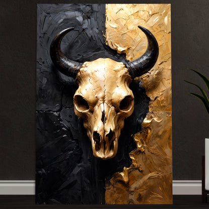 Stierschädel in Schwarz und Gold