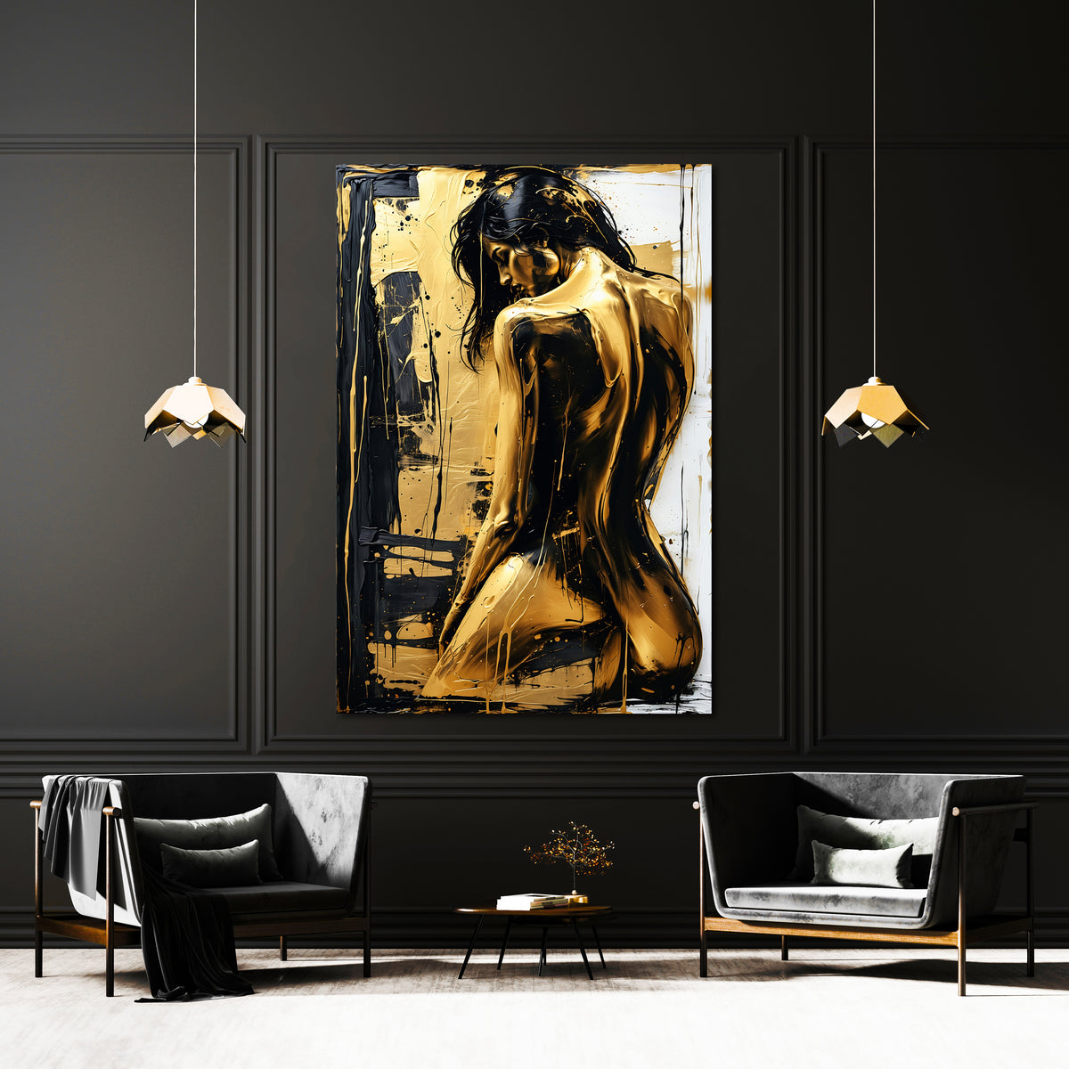 Schwarz und Gold Frauenakt Nr2