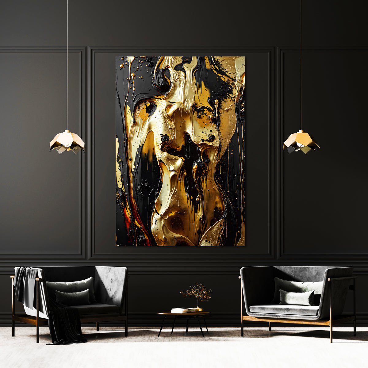 Schwarz und Gold Frauenakt Nr5