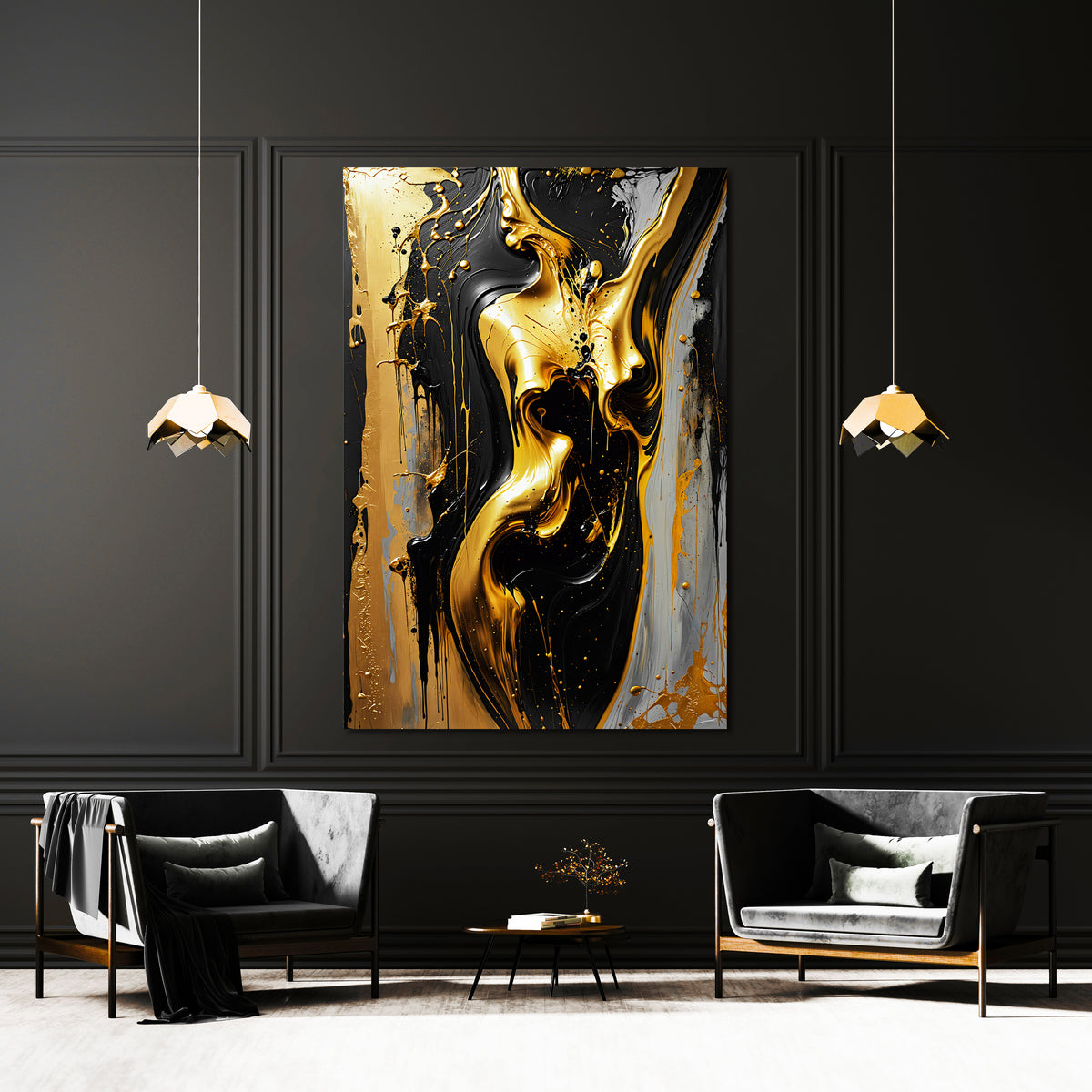 Schwarz und Gold Frauenakt Nr6
