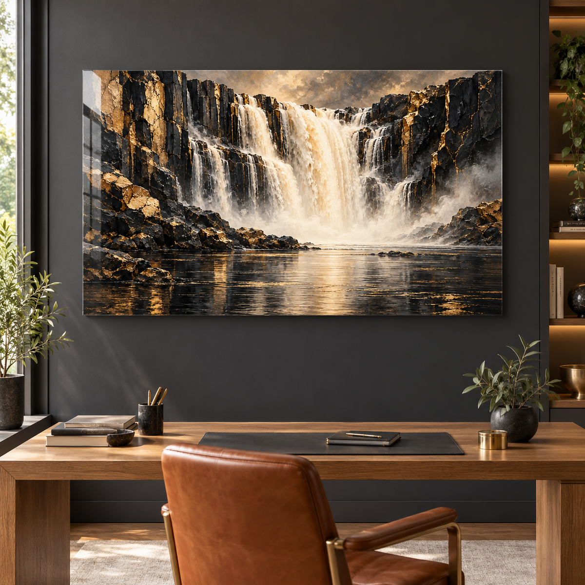 Wasserfall in Schwarz und Gold