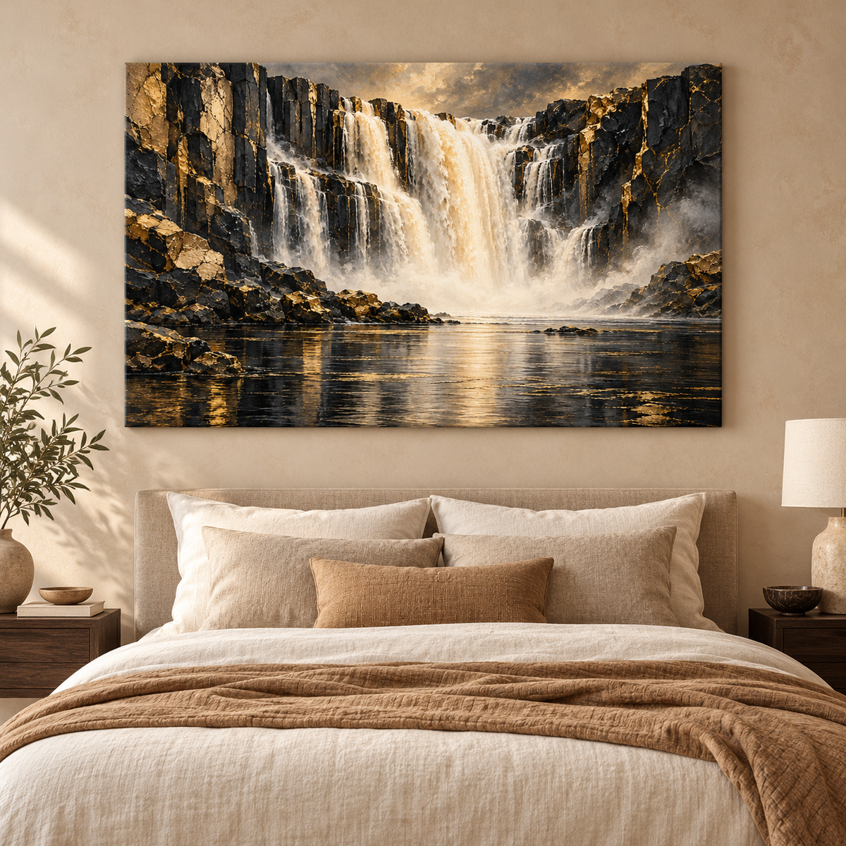 Wasserfall in Schwarz und Gold