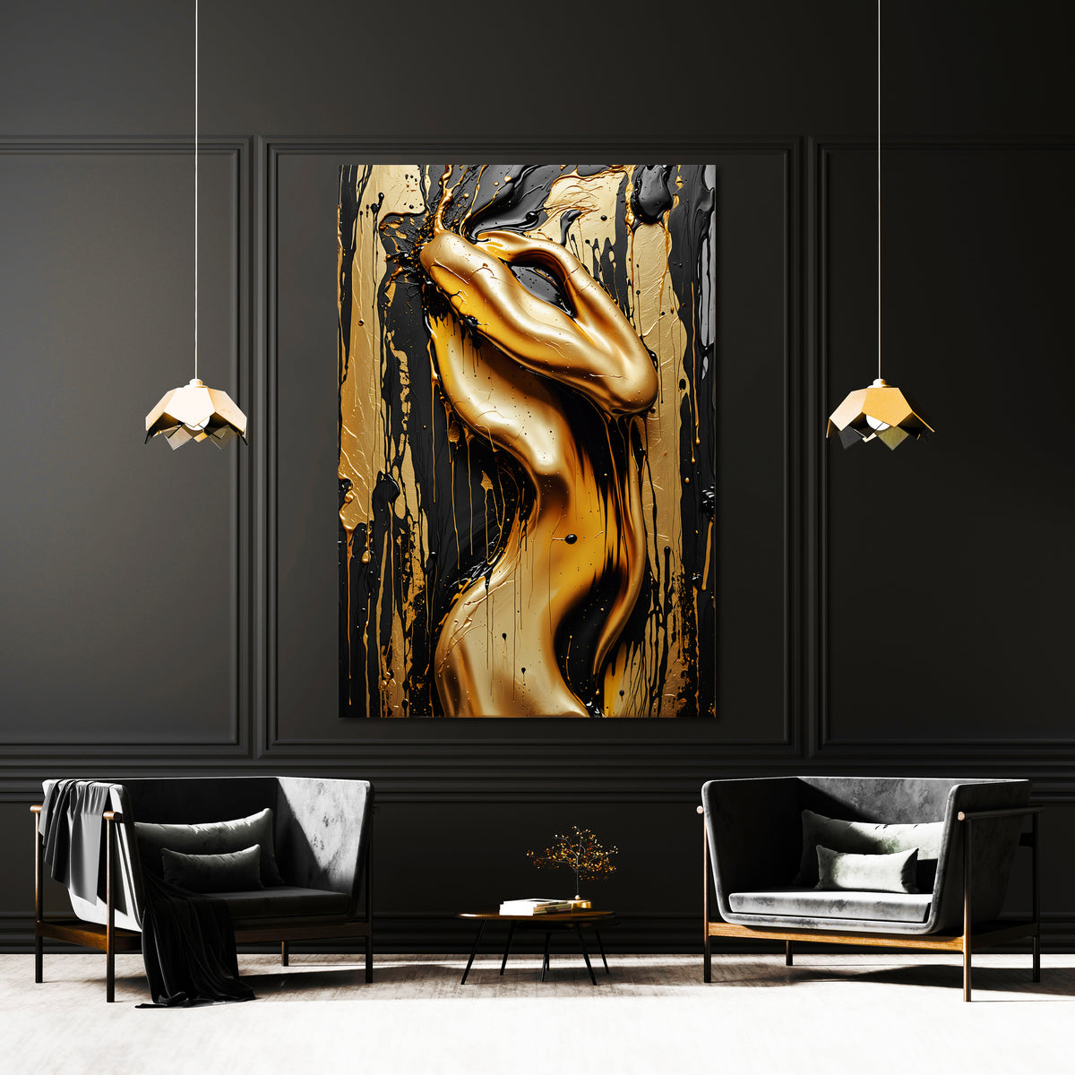 Schwarz und Gold Frauenakt Nr8