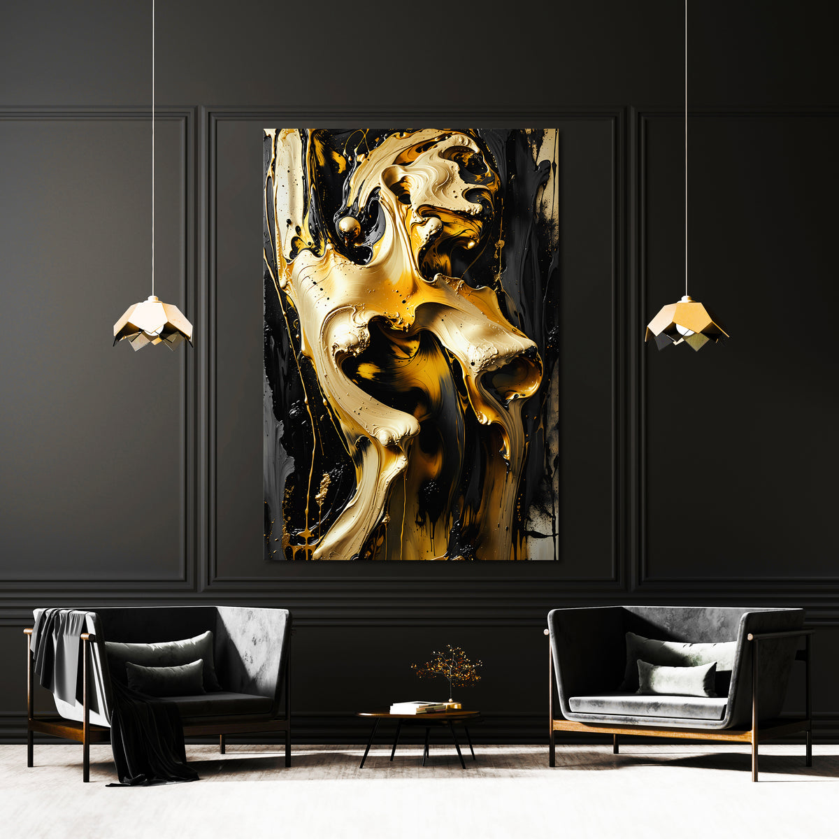 Schwarz und Gold Frauenakt Nr9