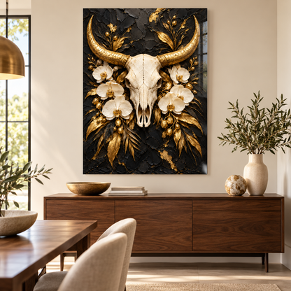 Longhorn mit Orchideen