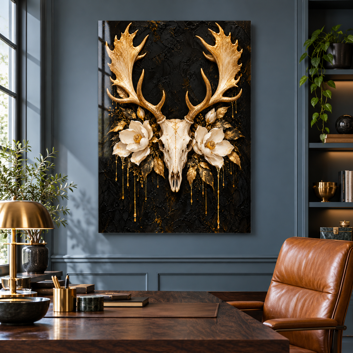 Elchschädel in Gold