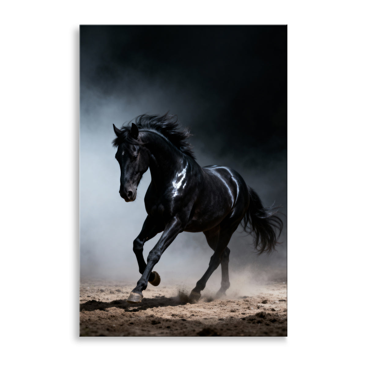 Schwarzes Pferd im Galopp