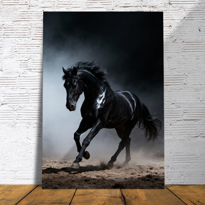 Schwarzes Pferd im Galopp