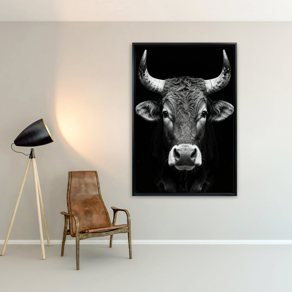 Stier in Schwarz-Weiß