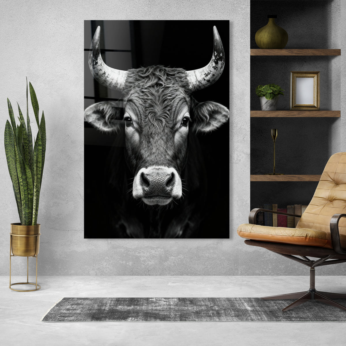 Stier in Schwarz-Weiß